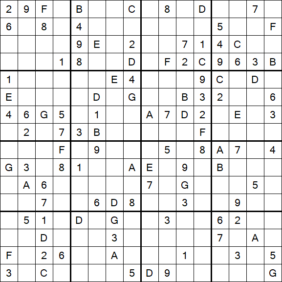 Sudoku 16x16 - Schwierig