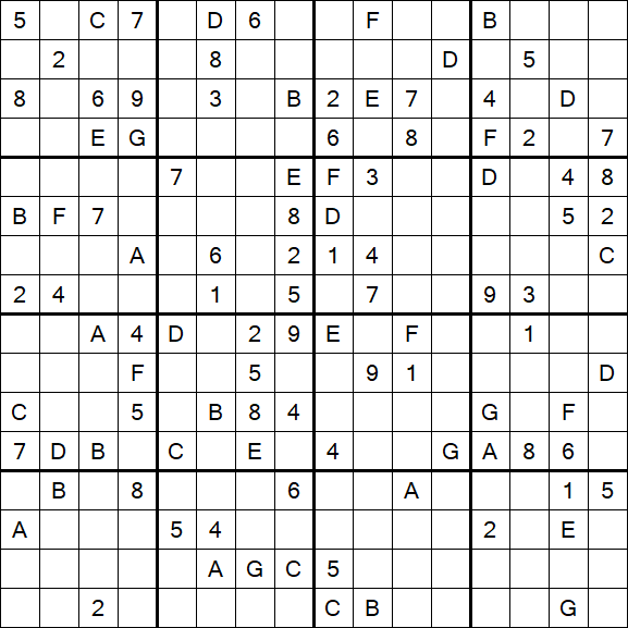 Sudoku 16x16 - Schwierig