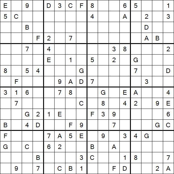 Sudoku 16x16 - Schwierig