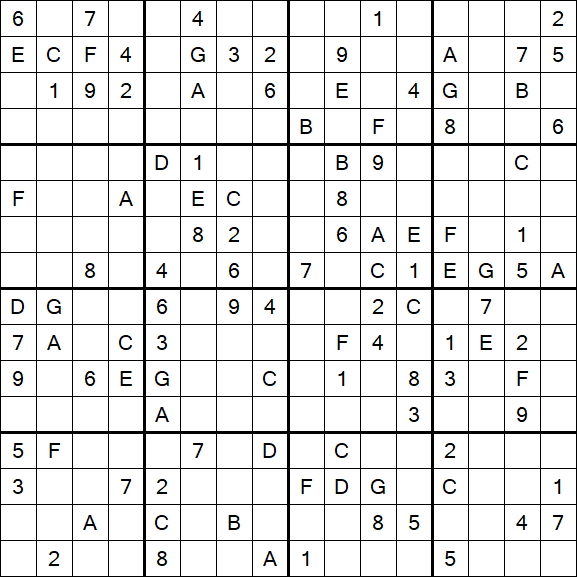 Sudoku 16x16 - Schwierig