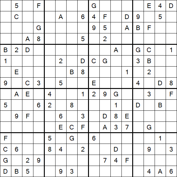 Sudoku 16x16 - Difícil