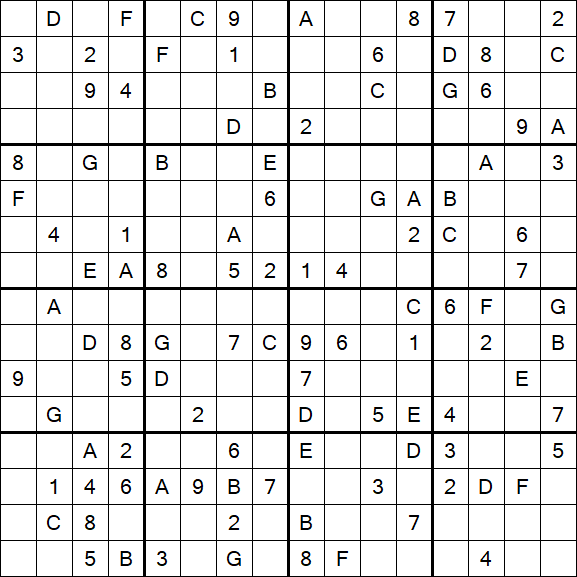 Sudoku 16x16 - Difícil