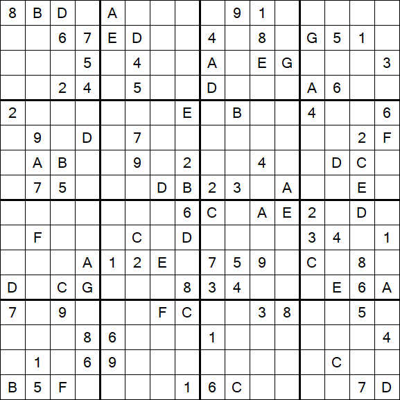 Sudoku 16x16 - Difícil