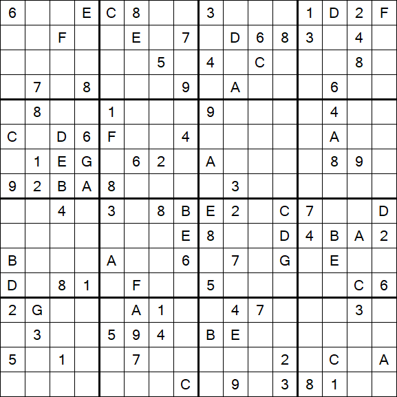 Sudoku 16x16 - Difícil