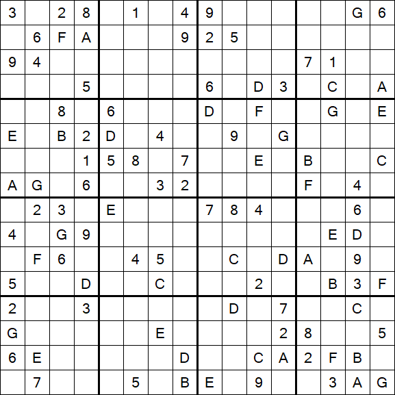 Sudoku 16x16 - Difícil