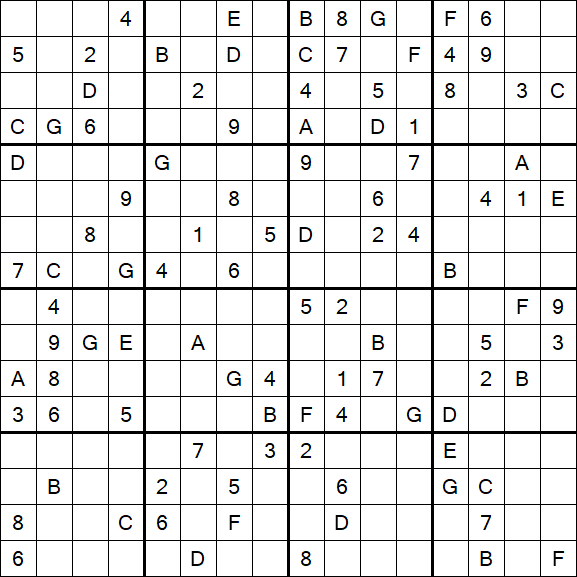 Sudoku 16x16 - Difícil