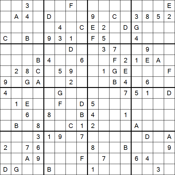 Sudoku 16x16 - Hard