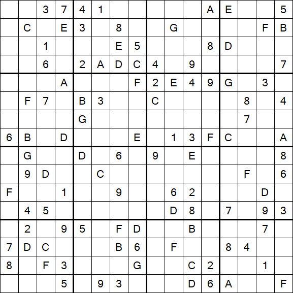 Sudoku 16x16 - Hard