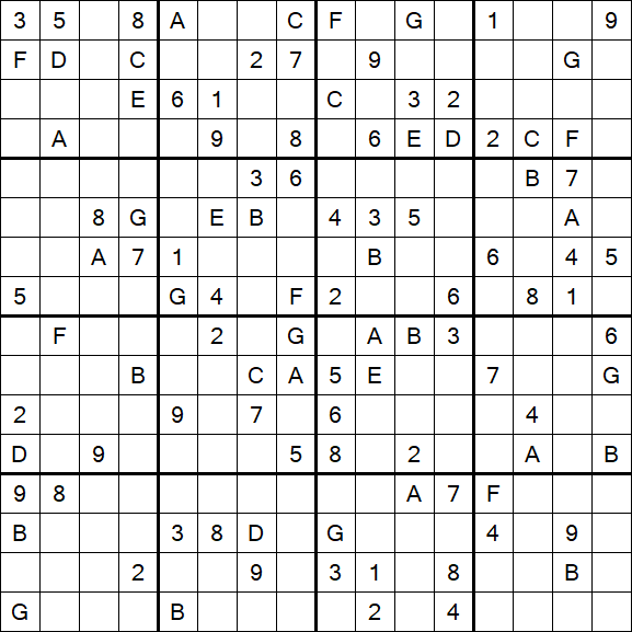 Sudoku 16x16 - Difficile