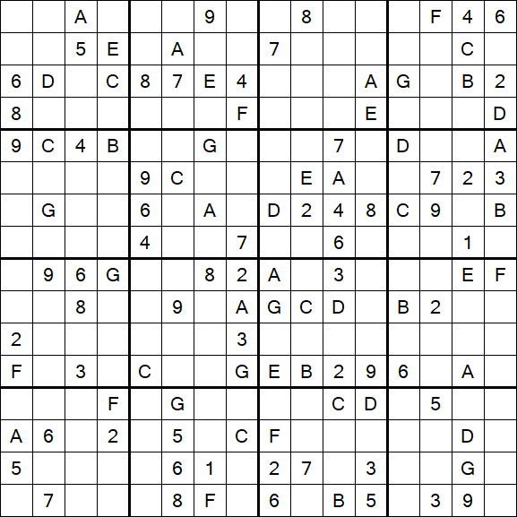 Sudoku 16x16 - Schwierig