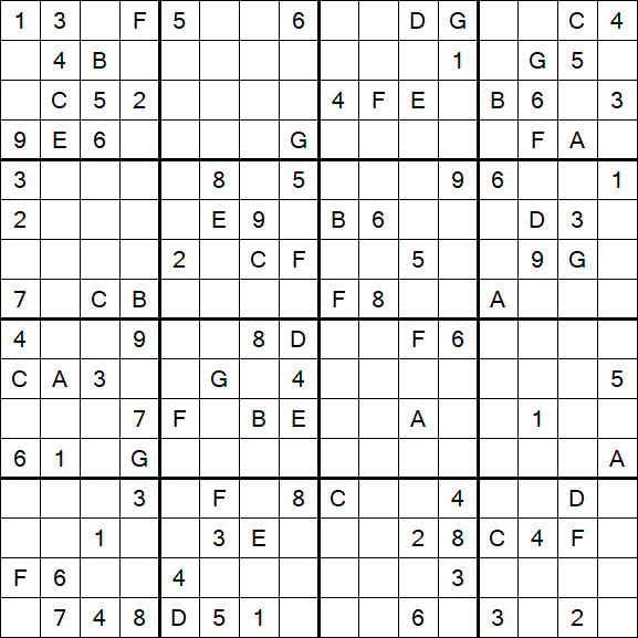 Sudoku 16x16 - Schwierig