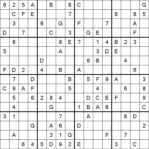 Sudoku 16x16 - Hard