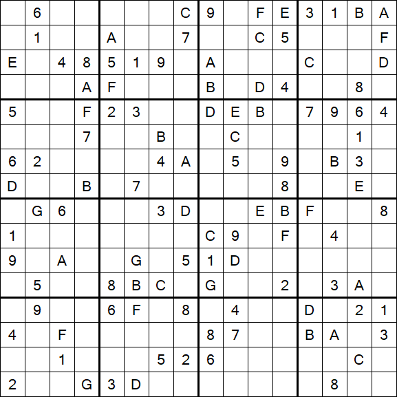 Sudoku 16x16 - Difficile