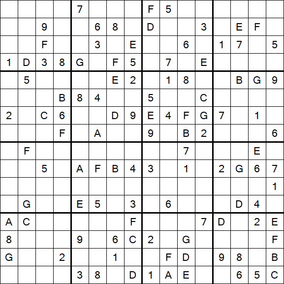 Sudoku 16x16 - Difficile