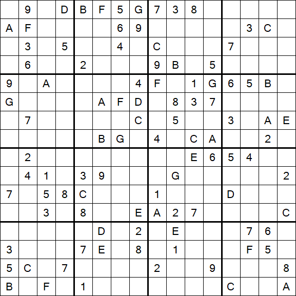 Sudoku 16x16 - Difficile