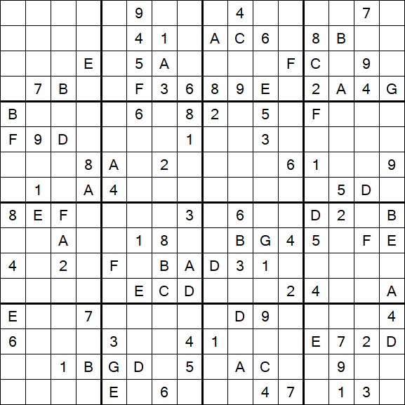 Sudoku 16x16 - Difícil