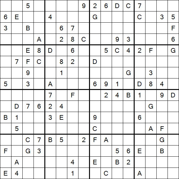Sudoku 16x16 - Difficile