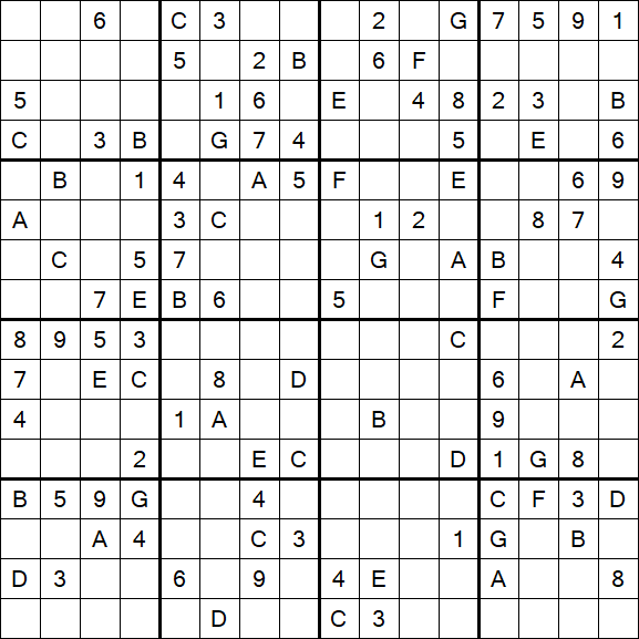 Sudoku 16x16 - Difficile