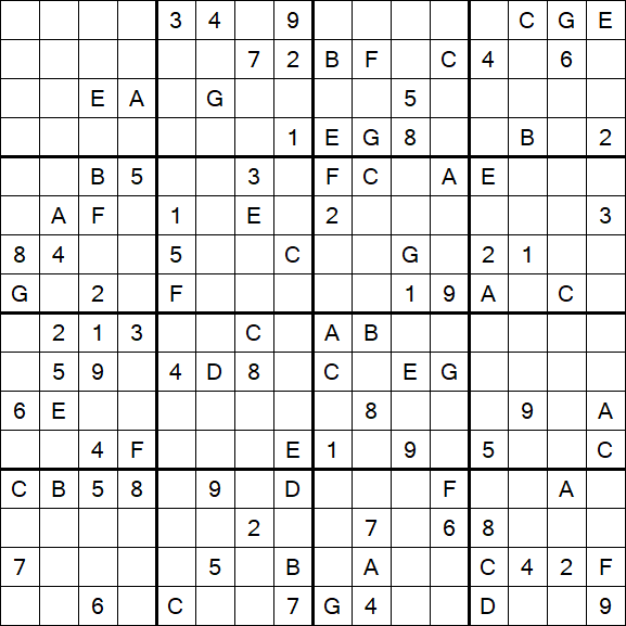 Sudoku 16x16 - Difficile