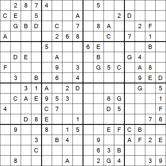 Sudoku 16x16 - Difficile