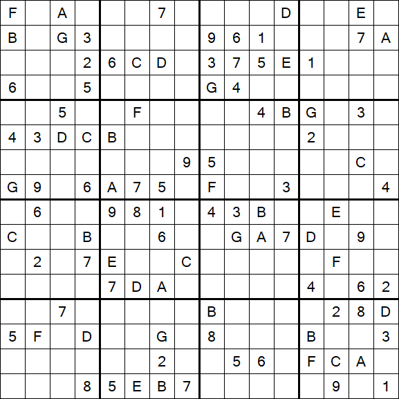 Sudoku 16x16 - Difficile