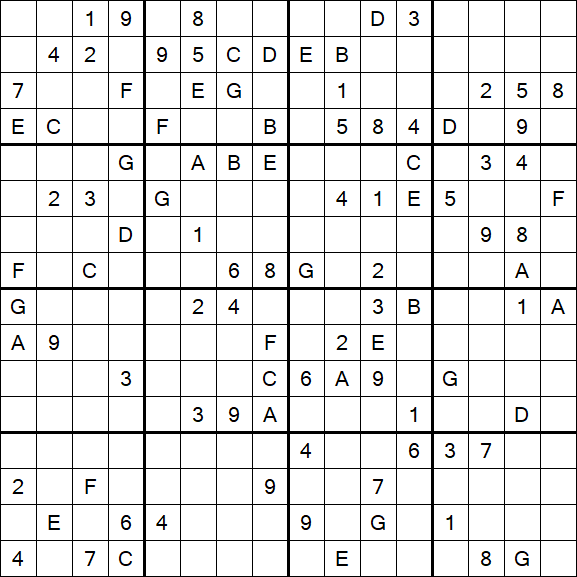 Sudoku 16x16 - Difficile