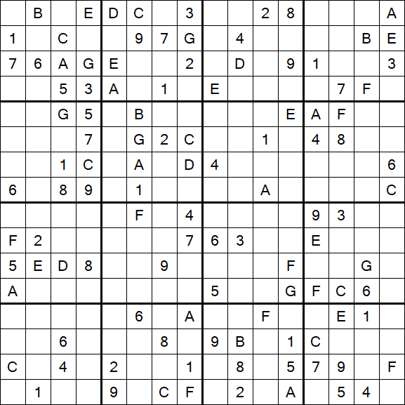 Sudoku 16x16 - Difficile