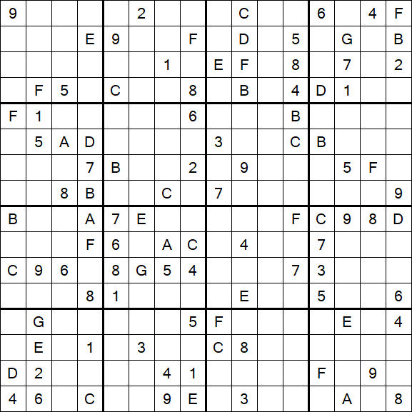 Sudoku 16x16 - Difficile
