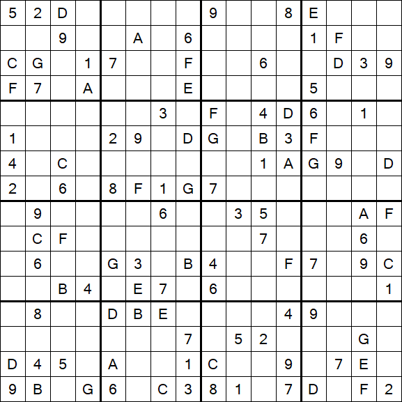 Sudoku 16x16 - Schwierig
