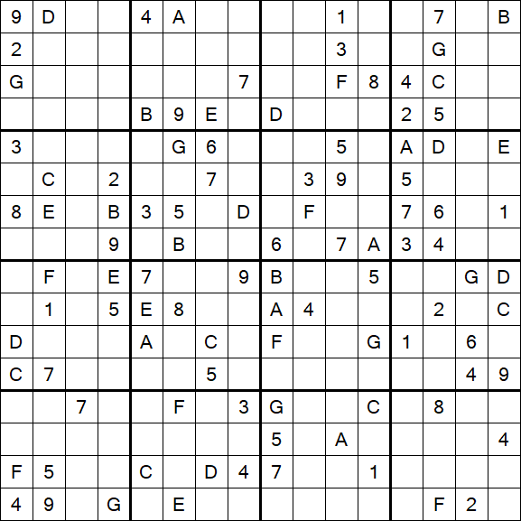 Sudoku 16x16 - Schwierig