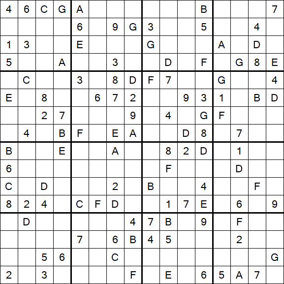 Sudoku 16x16 - Difficile