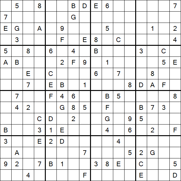 Sudoku 16x16 - Difficile