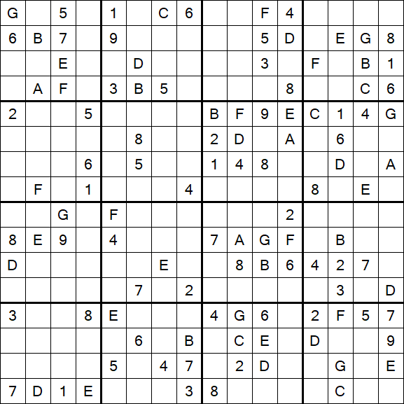 Sudoku 16x16 - Difficile
