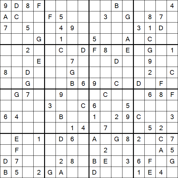 Sudoku 16x16 - Difficile
