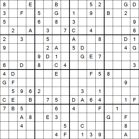 Sudoku 16x16 - Difficile