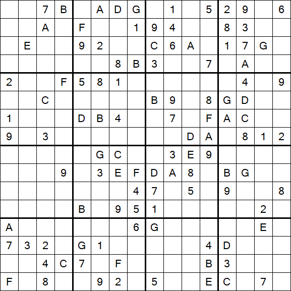 Sudoku 16x16 - Difficile