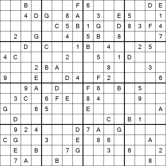 Sudoku 16x16 - Difficile
