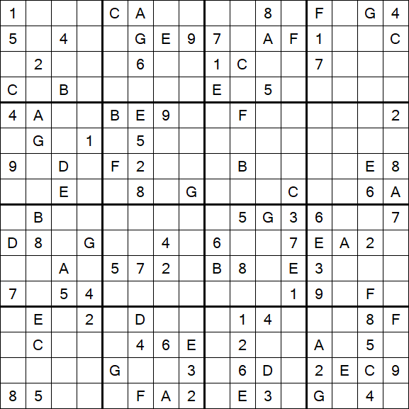 Sudoku 16x16 - Difficile