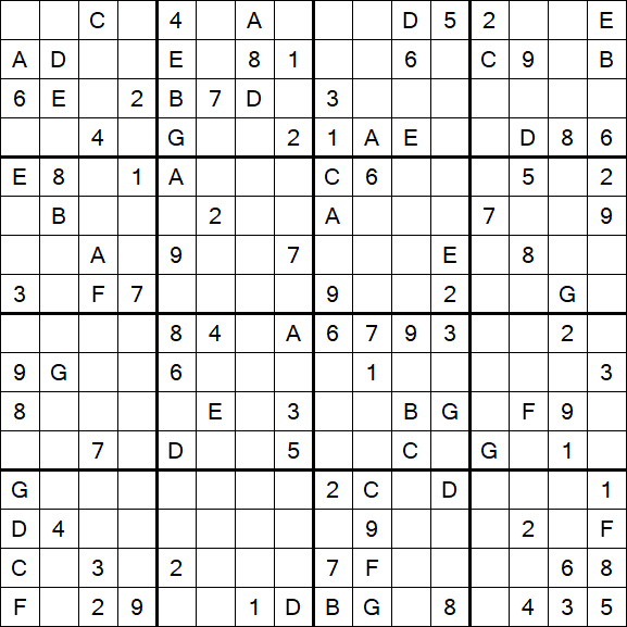 Sudoku 16x16 - Difficile