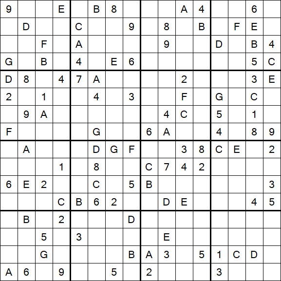 Sudoku 16x16 - Difficile