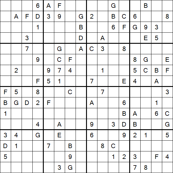 Sudoku 16x16 - Difficile