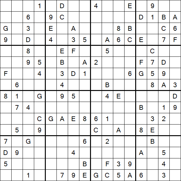 Sudoku 16x16 - Difficile
