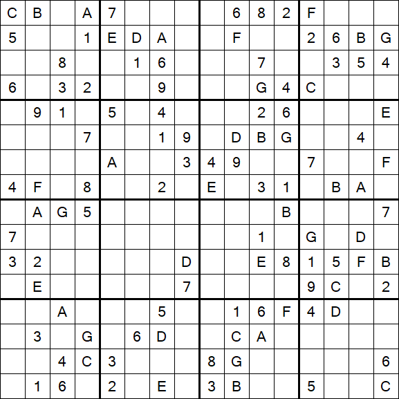 Sudoku 16x16 - Difficile