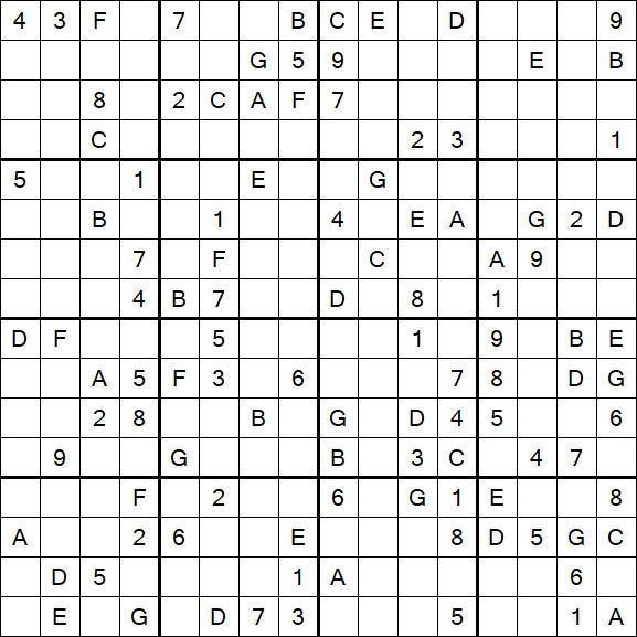 Sudoku 16x16 - Difficile