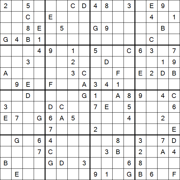 Sudoku 16x16 - Difficile