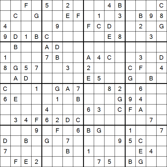Sudoku 16x16 - Difficile