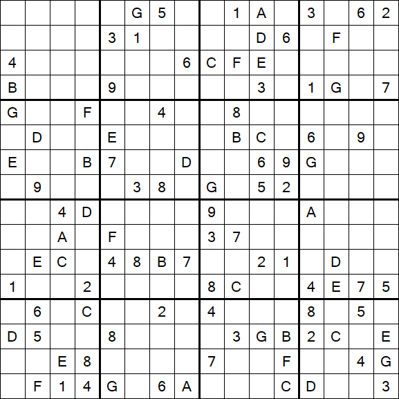 Sudoku 16x16 - Difficile