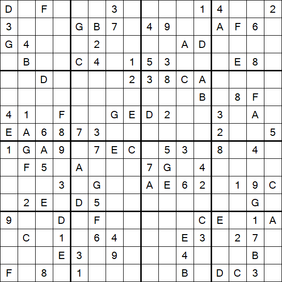 Sudoku 16x16 - Difficile