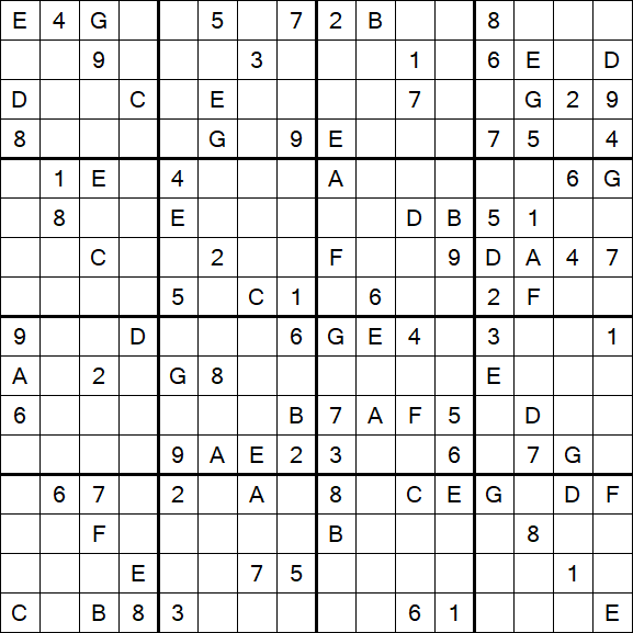 Sudoku 16x16 - Difficile