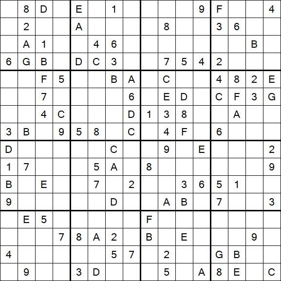 Sudoku 16x16 - Difficile
